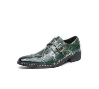 DXSYGMBN Zapatos de Vestir para Hombre Mocasines de Hebilla Estampado Piel de Serpiente Punta Charol Zapatos Oxford Formales para Boda Fiesta,Verde,46 EU