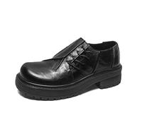 DXSYGMBN Zapatos Derby Casuales para Hombre Vintage Cuero PU Oxford Suela Gruesa Antideslizantes Cómodos para Trabajo Negocios,Negro,46 EU
