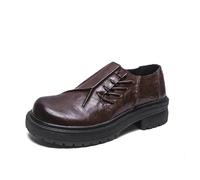 DXSYGMBN Zapatos Derby Casuales para Hombre Vintage Cuero PU Oxford Suela Gruesa Antideslizantes Cómodos para Trabajo Negocios,Marrón,38 EU