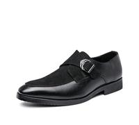 DXSYGMBN Zapatos Formales clásicos con Correa de Monje para Hombre Vestido Elegante de Cuero con una Sola Hebilla Zapatos Casuales de Negocios Mocasines en Negro marrón,Negro,46 EU