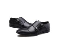 DXSYGMBN Zapatos Oxford con Hebilla para Hombre, Zapatos Derby Formales De Negocios,Negro,39 EU