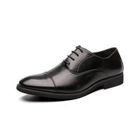 DXSYGMBN Zapatos Oxford Hombre de Cuero Clásicos, Zapatos de Vestir Formales con Puntera para Negocios Boda Oficina, Calzado Cómodo y Elegante,Negro,44 EU