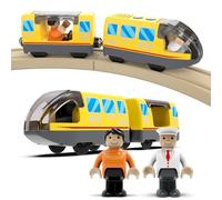 DxxD Tren a pilas para pista de madera, juguete de tren motorizado para niños de 3, 4 y 5 años en adelante, juego de accesorios de tren eléctrico con conexión magnética compatible con Thomas Brio