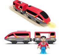 DxxD Tren Eléctrico de Juguete para Niños, Juguete de Tren con luz y Sonido, Tren de Locomotora de acción con Pilas, Tren Compatible con Thomas, Brio, Regalos para Niños Niñas 3 4 5 6 7 8 años, Rojo