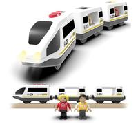 DxxD Tren Eléctrico de Juguete para Niños, Juguete de Vehículos con luz y sonido, Tren de Locomotora de Acción con Pilas, Compatible con Thomas, Brio, Regalos Coche para Niños 3 4 5 6 7 8 años, Blanco