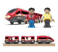 DxxD Tren Eléctrico de Juguete para Niños, Juguete de Vehículos con luz y Sonido, Tren de Locomotora de Acción con Pilas, Compatible con Thomas, Brio, Regalos Coche para Niños 3 4 5 6 7 8 años, Rojo