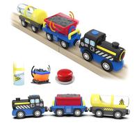 DxxD Tren Eléctrico de Juguete para Niños, Juguete Tren de Locomotora de acción con Pilas, Conexión Magnética, Compatible con Thomas Brio, Regalo Coche de Juguetes para Niños 3 4 5 6 7 8 Años