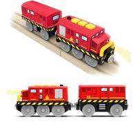DxxD Tren Eléctrico de Juguete para Niños, Locomotora de Acción con Pilas, Compatible con Thomas, Brio, Rojo