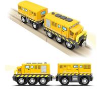 DxxD Tren Eléctrico de Juguete para Niños, Tren de Juguete Locomotora de acción con Pilas, Juguete de Coche con luz y sonido, Compatible con Thomas, Brio, Regalo Coche de Juguetes para Niños, Amarillo