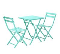 DXYDZSWD Juego de mesa plegable (3 piezas) mesas de café de hierro para exteriores, para el hogar, balcón, terraza, cafetería, tienda de té con leche, mesa de comedor portátil (F)