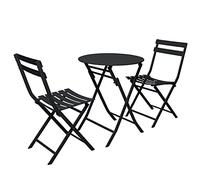 DXYDZSWD Juego de sillas de mesa (3 piezas) mesas de café plegables de hierro al aire libre, para el hogar, balcón, terraza, cafetería, tienda de té con leche, mesa de comedor portátil (H)
