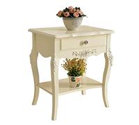 DXYDZSWD Mesa de café, Mesa Lateral de sofá de Doble Capa de Madera Maciza Europea, Mesa con cajones, para homestay, Ornamentos de decoración del Hotel(A,H60CM)