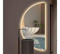 DXYQXL Espejo de baño con luces LED, antivaho, retroiluminado, atenuación continua, IP66, forma irregular sin marco, diseño moderno para instalación en pared