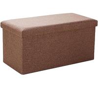 DXYQXL Taburete otomano plegable con tapa de almacenamiento, reposapiés rectangular de lino para sala de estar, patio y pasillo
