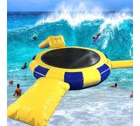 Dxysyldrun 13ft,Trampolín Acuático Inflable, Trampolín De Lago, Trampolín Acuático con Tobogán, Piscina Infantil, Plataforma De Natación para Niños Y Adultos, Parque Acuático Trampolín