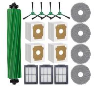 Dxyue Kit de Piezas de Repuesto para iRobot Roomba Plus 405 Combo/505 Combo Robot Aspirador, 1 Cepillo de Goma, 4 paños de fregona, 4 Bolsas de Polvo, 3 filtros, 4 cepillos Laterales