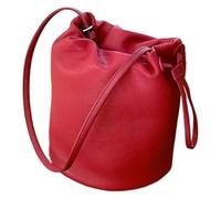 DXZXDJIU Bolso cilíndrico Tipo Cubo de Piel Suave for Mujer | Elegante Bolso de Hombro pequeño con cordón | Bolso versátil for la axila(Red)