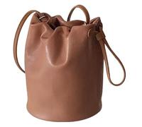 DXZXDJIU Bolso cilíndrico Tipo Cubo de Piel Suave for Mujer | Elegante Bolso de Hombro pequeño con cordón | Bolso versátil for la axila(Brown)