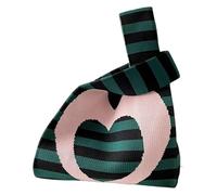 DXZXDJIU Bolso de Mano Minimalista de Punto a Rayas con diseño de Amor - Minibolso de Mano con Nudo for Mujer, Ideal for Estudiantes y Compras Reutilizables(Pink)
