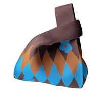 DXZXDJIU Bolso de Mano Tejido con Flores for Mujer | Bolso pequeño Informal | Bolso de muñeca Reutilizable for niña(Curry and Blue)