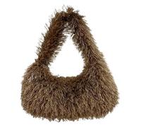 DXZXDJIU Bolso pequeño de Piel sintética de Lujo for Mujer | Monedero de muñeca de Felpa esponjosa | Bolso de Uso Diario for Invierno(Brown)