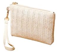 DXZXDJIU Cartera de Mano Tejida de Paja for Mujer: Cartera de Playa de Verano for Uso Diario(Beige)