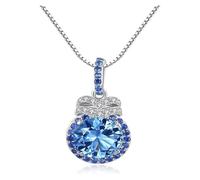 DXZXDJIU Collar con Colgante de Cristal de Plata de Ley 925 for Mujer: Elegante Joya Envuelta for Regalo.(Blue2)