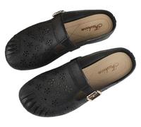 DXZXDJIU Sandalias planas de verano de tacón bajo y punta redonda cómodas for mujer, con puntera cerrada y ajuste ancho for caminar.(Black,40)