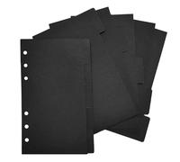 DY.2ten 10 Hojas Separadores Archivador 6 Anillas A6, Negro Fichas de Índice，Divisores A6 Hoja de papel,Índice Clasificaciones,Para Carpetas de Anillas, Cuadernos