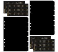 DY.2ten 14 Hojas A5 Separadores Archivador 6 Anillas, Negro Fichas de Índice de Plástico, Clasificaciones, Divisores de Carpeta (21cm x 14.2cm)