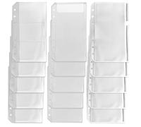 DY.2ten 15Pcs bolsillos para carpetas de tamaño A6, carpetas translúcidas de 6 agujeros con cremallera, bolsillo con cremallera, bolsillo transparente con tapa, bolsas sueltas con cremallera