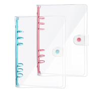 DY.2ten 2 Pieza Carpeta de Cuaderno A6 de 6 Anillas,Carpeta de Hojas Sueltas PVC Transparente Suave, para Papel, Material Escolar, Material de Oficina, Diario Recargable