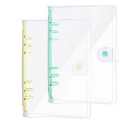 DY.2ten 2 Pieza Carpeta de Cuaderno A6 de 6 Anillas,Carpeta de Hojas Sueltas PVC Transparente Suave, para Papel, Material Escolar, Material de Oficina, Diario Recargable