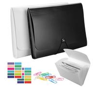 DY.2ten 2 Piezas A4 Expansión Carpetas De Archivos, Acordeón archivador,13 Compartimentos,carpeta de acordeón de papel de carta/tamaño A4 con etiqueta,（negro/blanco）