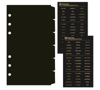 DY.2ten 6 Hojas A6 Separadores Archivador 6 Anillas,Negro fichas de índice de plástico,Índice A6 Clasificaciones,Divisores de Carpeta de Anillo A6(17cm x 9.4cm)