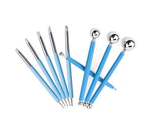 DY.2ten 9 herramientas de escultura de arcilla de modelado de polímero, para tallar arcilla de cerámica, bolígrafo de pliegues, grabado en relieve, lápiz de bola, pintura de roca, decoración de uñas