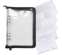 DY.2ten Carpeta de Cuaderno A5 de 6 Anillas,con cremallera,Carpeta de Hojas Sueltas PVC Transparente Suave, para Papel, Material Escolar, Material de Oficina, Bolsillo de clip de cremallera a5