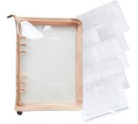 DY.2ten Carpeta de Cuaderno A5 de 6 Anillas,con cremallera,Carpeta de Hojas Sueltas PVC Transparente Suave, para Papel, Material Escolar, Material de Oficina, Bolsillo de clip de cremallera a5