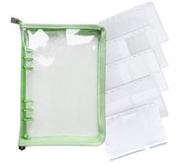 DY.2ten Carpeta de Cuaderno A5 de 6 Anillas,con cremallera,Carpeta de Hojas Sueltas PVC Transparente Suave, para Papel, Material Escolar, Material de Oficina, Bolsillo de clip de cremallera a5