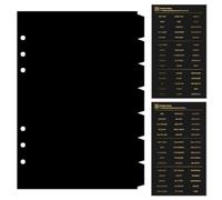 DY.2ten Divisores negros para carpeta de 6 anillos, separadores de plástico resistente de 7 pestañas, divisor de índice A5, separadores de carpeta de 6 agujeros, separadores de pestañas insertables