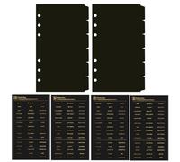 DY.2ten Divisores negros para carpeta de anillos de 6 agujeros, pestañas de corte de 1/6, tamaño A6, separadores de plástico resistentes con 6 pestañas para escuela, oficina, hogar, 2 juegos, 12