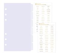 DY.2ten Divisores transparentes para carpeta de 6 anillos, separadores de plástico resistente de 6 pestañas, divisor de índice A6, separadores de carpeta de 6 agujeros, separadores de pestañas