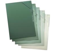 DY.2ten Fundas de plástico A4 para documentos, borde cerrado para evitar que el contenido se caiga, mate semitransparente, polipropileno, verde degradado, paquete de 5