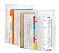 DY.2ten Juego de cuaderno A6 recargable con cubierta, cubierta de carpeta de PVC de hojas sueltas de 6 agujeros, 80 hojas (160 páginas) de papel forrado, papel kraft