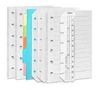 DY.2ten Juego de Cuadernos A7 Recargables - 3 Paquetes de Papel de Repuesto, Bolsillos Transparentes, Separadores, Marcador de Regla - Recambio para Carpetas de 6 Anillos