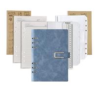 DY.2ten Juego de cuadernos recargables con tapa, 6 agujeros de hojas sueltas de poliuretano + 87 hojas (174 páginas) de papel rayado + 1 bolsillo A5 con cremallera + 1 bolsa de almacenamiento A5 con 3