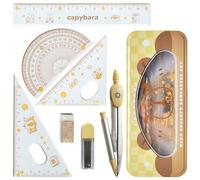 DY.2ten Kit de Geometría, Compás Geometría Matemática, Cartabon, Regla 15 cm Escolar,Juego de Brújula de Geometría Kit，7 Piezas