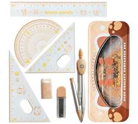 DY.2ten Kit de Geometría, Compás Geometría Matemática, Cartabon, Regla 15 cm Escolar,Juego de Brújula de Geometría Kit，7 Piezas