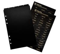 DY.2ten Separadores Archivador 6 Anillas A5, Fichas de Índice，Divisores A5 Hoja de plástico, Índice Clasificaciones, planificador de anillas，Para Carpetas de Anillas, Cuadernos（Negro）