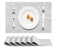 Dyaucwpo 6 Piezas Salvamanteles Individuales Rectangulares, PVC Manteles Individuales Resistentes al Calor, Rojo, 44 x 30cm